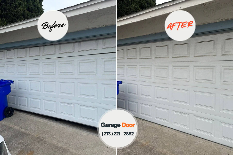 Before and after: garage door repair Wesley Chapel, NC